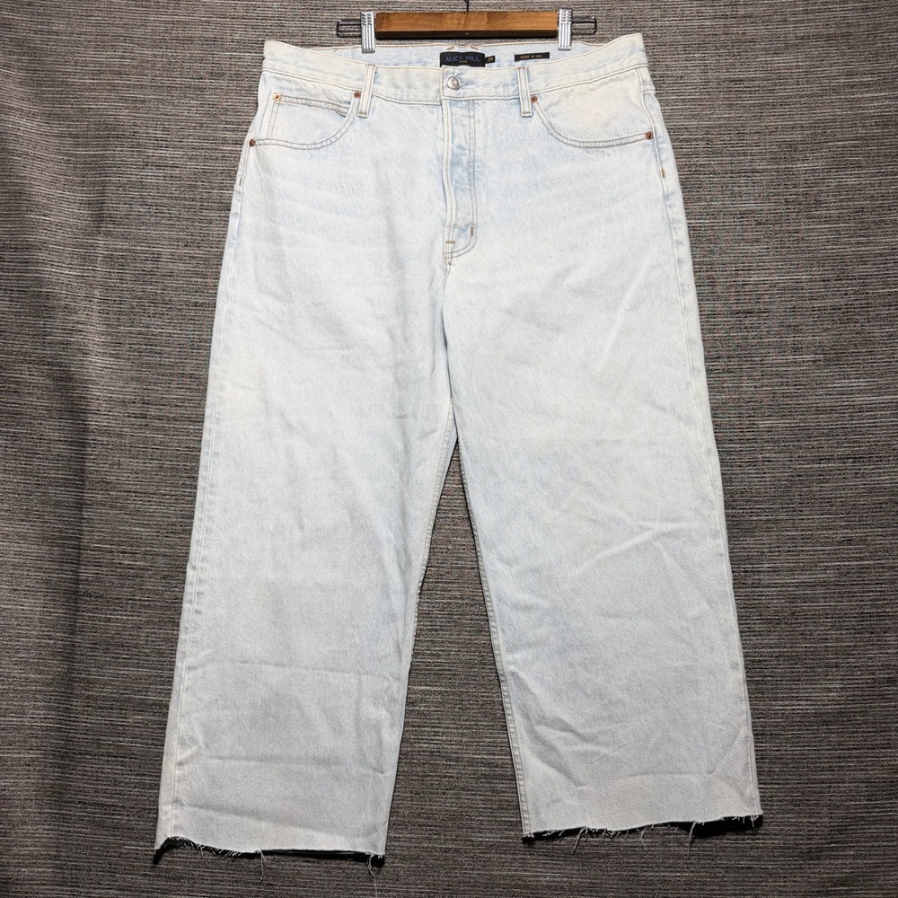 Alex Mill Jeans Mens 36x24 Ultra Light Wash AM Relaxed Roomy Straight Raw Hem